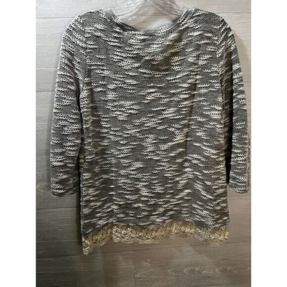 Womens 3/4 Sleeve Top Scoop Neck Lace Casual Loose Fit Small‎ - Picture 2 of 5